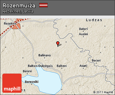 Shaded Relief 3D Map of Rozenmuiža