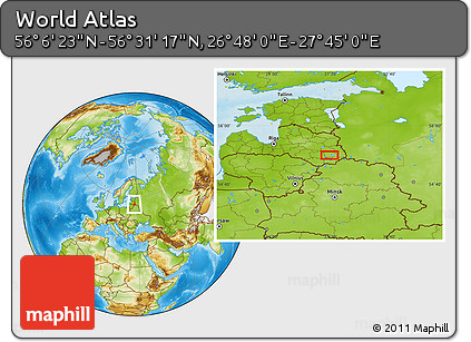 Physical Location Map of the Area around 56° 18' 50" N, 27° 16' 29" E