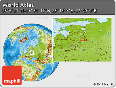 Physical Location Map of the Area around 56° 18' 50" N, 27° 16' 29" E