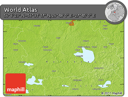 Physical Map of the Area around 56° 18' 50" N, 27° 16' 29" E