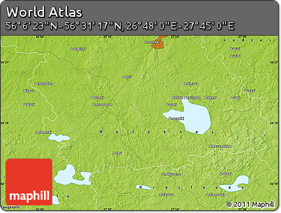 Physical Map of the Area around 56° 18' 50" N, 27° 16' 29" E