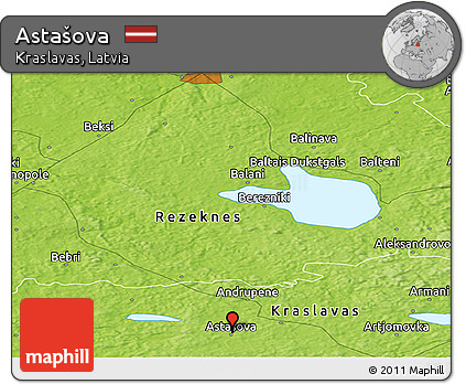 Physical Panoramic Map of Astašova