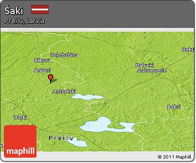 Physical Panoramic Map of Šaki