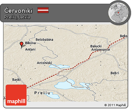 Shaded Relief Panoramic Map of Červoniki