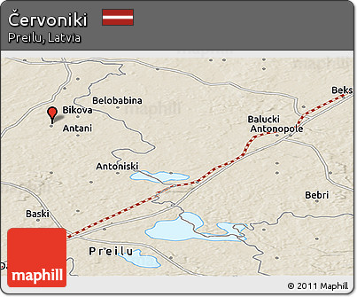 Shaded Relief Panoramic Map of Červoniki