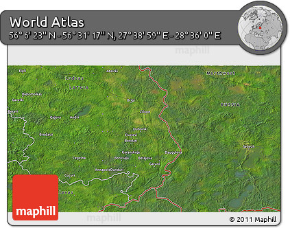 Satellite 3D Map of the Area around 56° 18' 50" N, 28° 7' 30" E