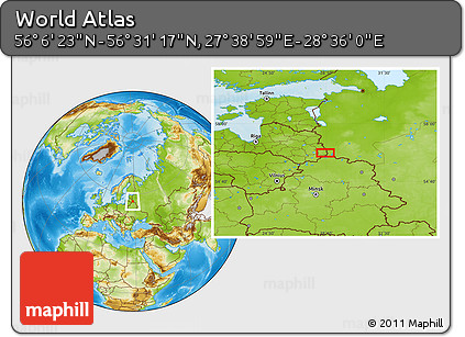 Physical Location Map of the Area around 56° 18' 50" N, 28° 7' 30" E