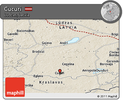 Shaded Relief Panoramic Map of Cucuri