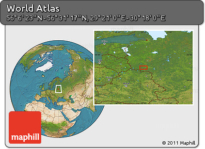 Satellite Location Map of the Area around 56° 18' 50" N, 29° 49' 30" E