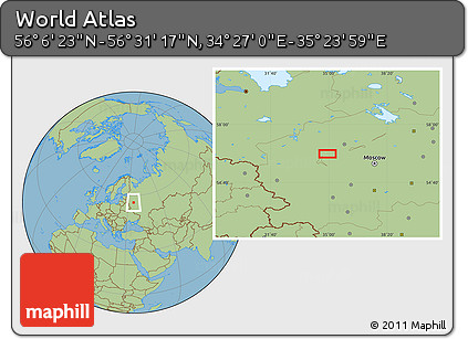 Savanna Style Location Map of the Area around 56° 18' 50" N, 34° 55' 29" E