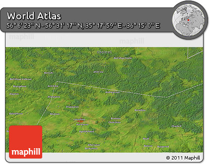 Satellite 3D Map of the Area around 56° 18' 50" N, 35° 46' 29" E