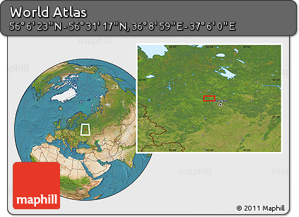 Satellite Location Map of the Area around 56° 18' 50" N, 36° 37' 30" E