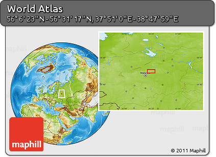 Physical Location Map of the Area around 56° 18' 50" N, 38° 19' 30" E