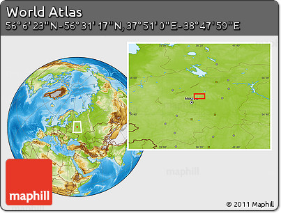 Physical Location Map of the Area around 56° 18' 50" N, 38° 19' 30" E