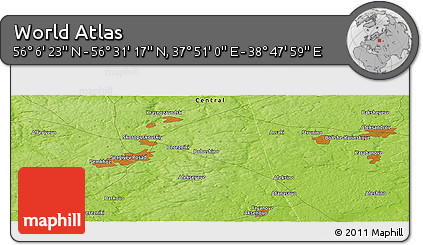 Physical Panoramic Map of the Area around 56° 18' 50" N, 38° 19' 30" E