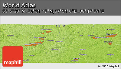 Physical Panoramic Map of the Area around 56° 18' 50" N, 38° 19' 30" E