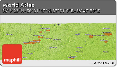Physical Panoramic Map of the Area around 56° 18' 50" N, 38° 19' 30" E