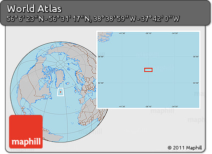Gray Location Map of the Area around 56° 18' 50" N, 38° 10' 29" W