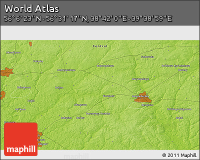 Physical 3D Map of the Area around 56° 18' 50" N, 39° 10' 29" E