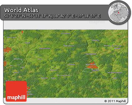 Satellite 3D Map of the Area around 56° 18' 50" N, 39° 10' 29" E