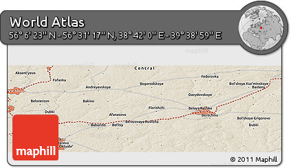 Shaded Relief Panoramic Map of the Area around 56° 18' 50" N, 39° 10' 29" E