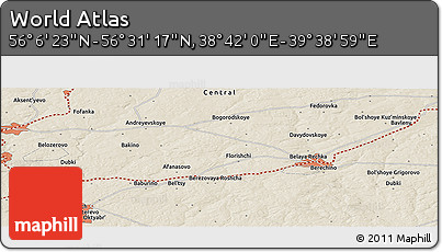 Shaded Relief Panoramic Map of the Area around 56° 18' 50" N, 39° 10' 29" E