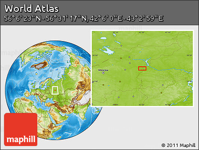 Physical Location Map of the Area around 56° 18' 50" N, 42° 34' 30" E
