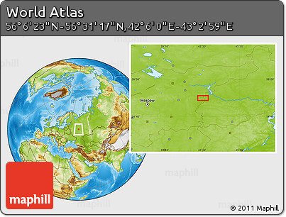 Physical Location Map of the Area around 56° 18' 50" N, 42° 34' 30" E