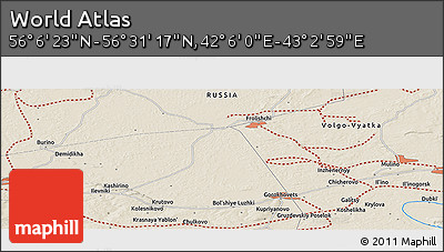 Shaded Relief Panoramic Map of the Area around 56° 18' 50" N, 42° 34' 30" E