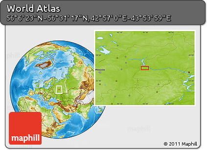Physical Location Map of the Area around 56° 18' 50" N, 43° 25' 29" E
