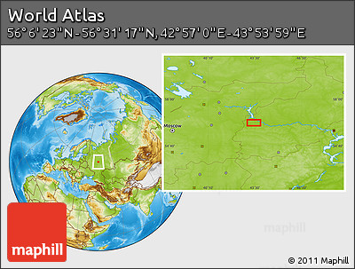 Physical Location Map of the Area around 56° 18' 50" N, 43° 25' 29" E