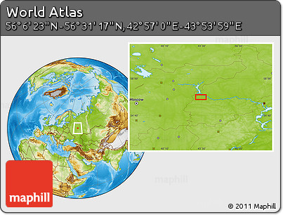 Physical Location Map of the Area around 56° 18' 50" N, 43° 25' 29" E