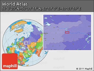 Political Location Map of the Area around 56° 18' 50" N, 43° 25' 29" E