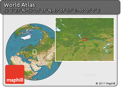 Satellite Location Map of the Area around 56° 18' 50" N, 44° 16' 29" E