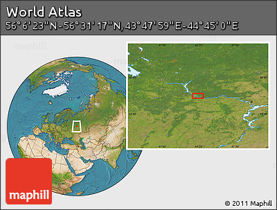Satellite Location Map of the Area around 56° 18' 50" N, 44° 16' 29" E