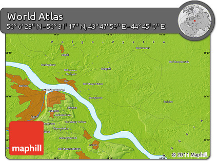 Physical Map of the Area around 56° 18' 50" N, 44° 16' 29" E