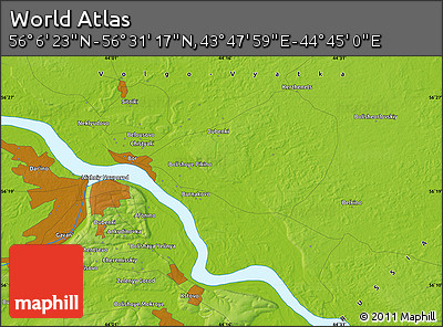 Physical Map of the Area around 56° 18' 50" N, 44° 16' 29" E