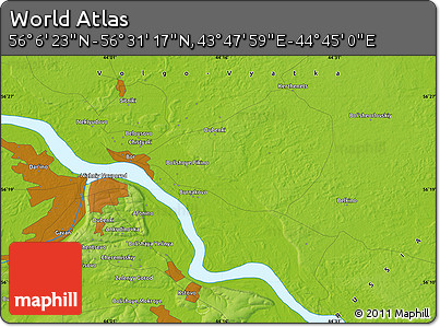 Physical Map of the Area around 56° 18' 50" N, 44° 16' 29" E