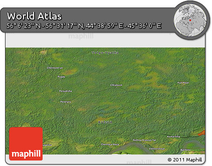 Satellite 3D Map of the Area around 56° 18' 50" N, 45° 7' 30" E