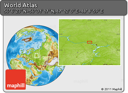 Physical Location Map of the Area around 56° 18' 50" N, 47° 40' 29" E