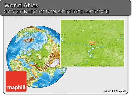 Physical Location Map of the Area around 56° 18' 50" N, 49° 22' 30" E
