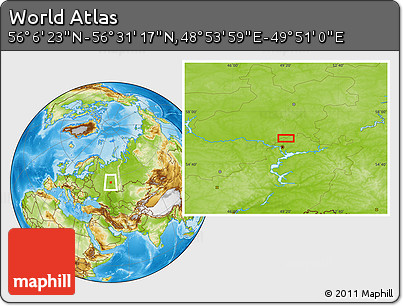 Physical Location Map of the Area around 56° 18' 50" N, 49° 22' 30" E