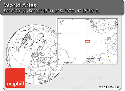 Blank Location Map of the Area around 56° 18' 50" N, 4° 19' 30" E
