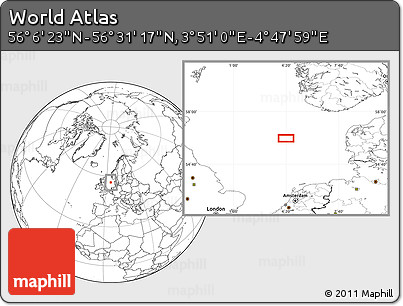 Blank Location Map of the Area around 56° 18' 50" N, 4° 19' 30" E