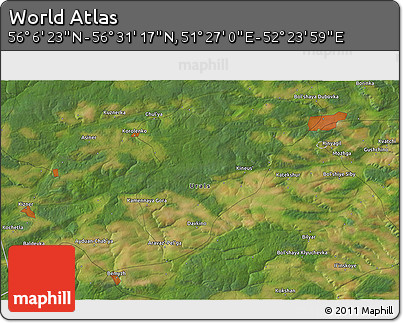 Satellite 3D Map of the Area around 56° 18' 50" N, 51° 55' 29" E