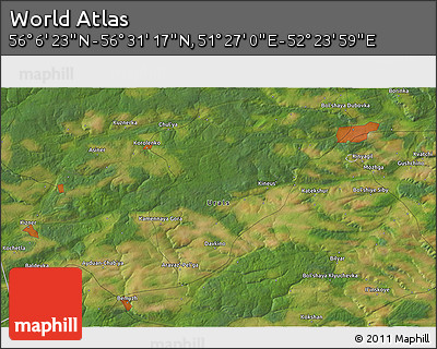 Satellite 3D Map of the Area around 56° 18' 50" N, 51° 55' 29" E
