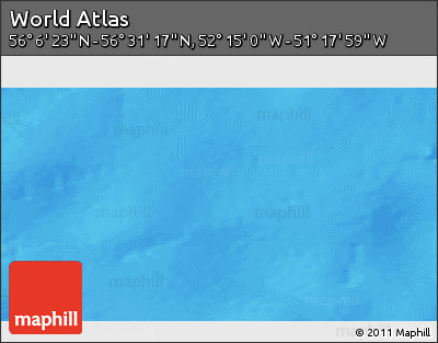 Physical 3D Map of the Area around 56° 18' 50" N, 51° 46' 29" W