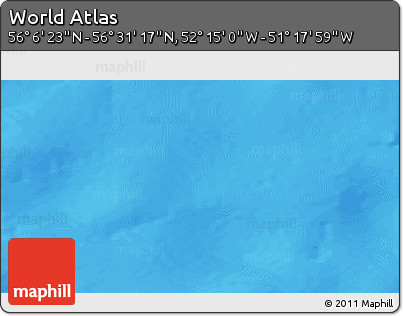 Physical 3D Map of the Area around 56° 18' 50" N, 51° 46' 29" W