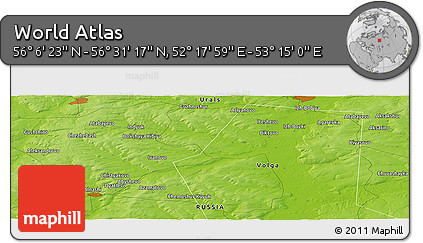 Physical Panoramic Map of the Area around 56° 18' 50" N, 52° 46' 29" E