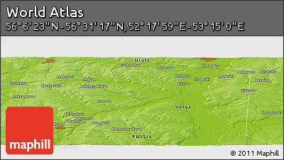 Physical Panoramic Map of the Area around 56° 18' 50" N, 52° 46' 29" E